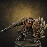 Smouldering Fire Dwarf Fighters I — painted concept preview (miniature supplied unpainted)