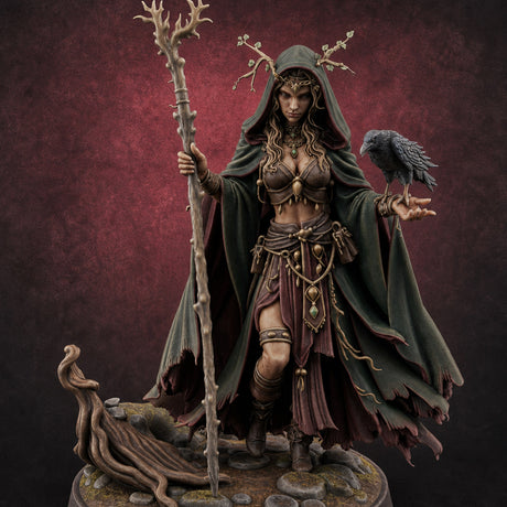 Antlers Crowned Commanding Fey Lord Druid — painted concept preview (miniature supplied unpainted)