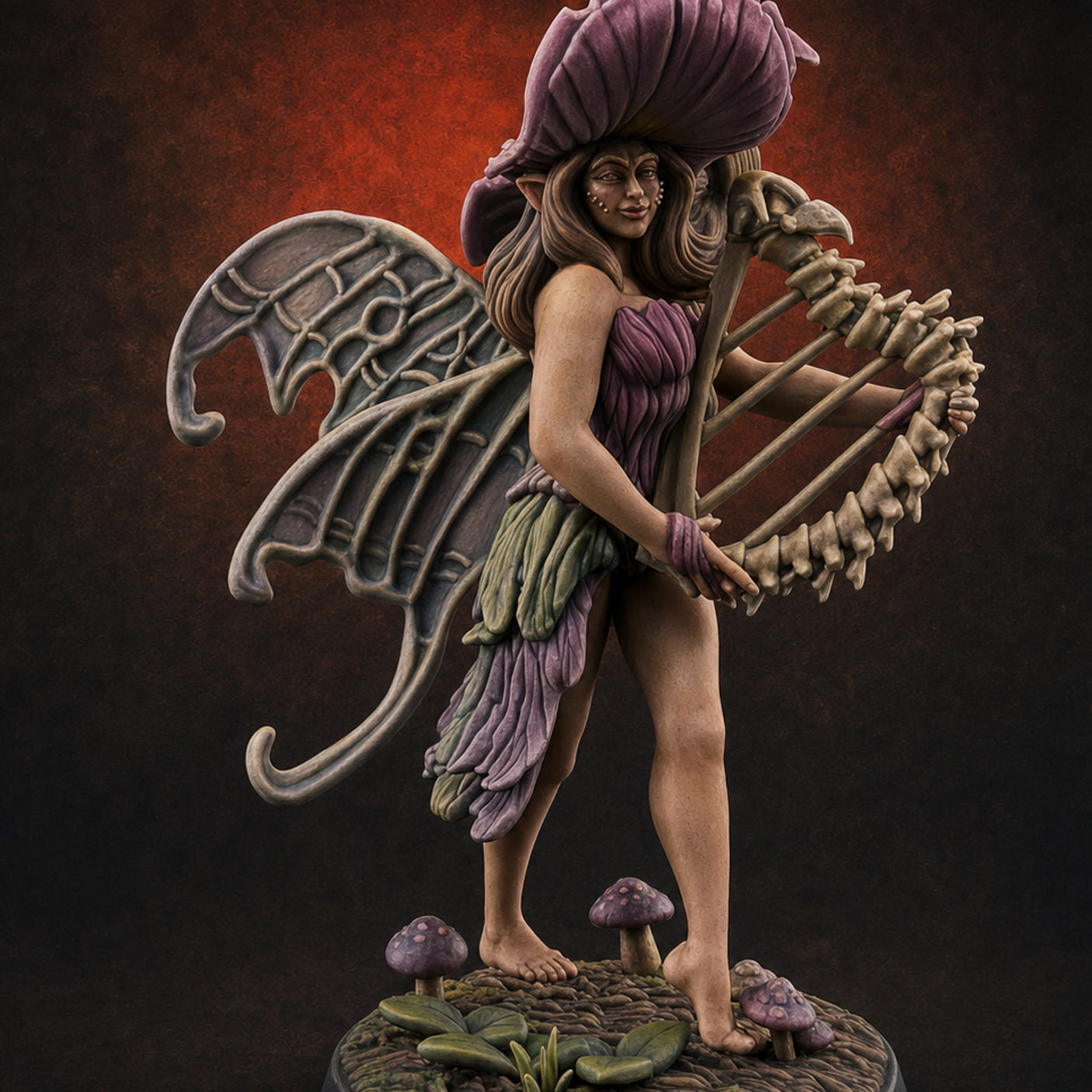 Harp Strumming Pixie Minstrels B — painted concept preview (miniature supplied unpainted)
