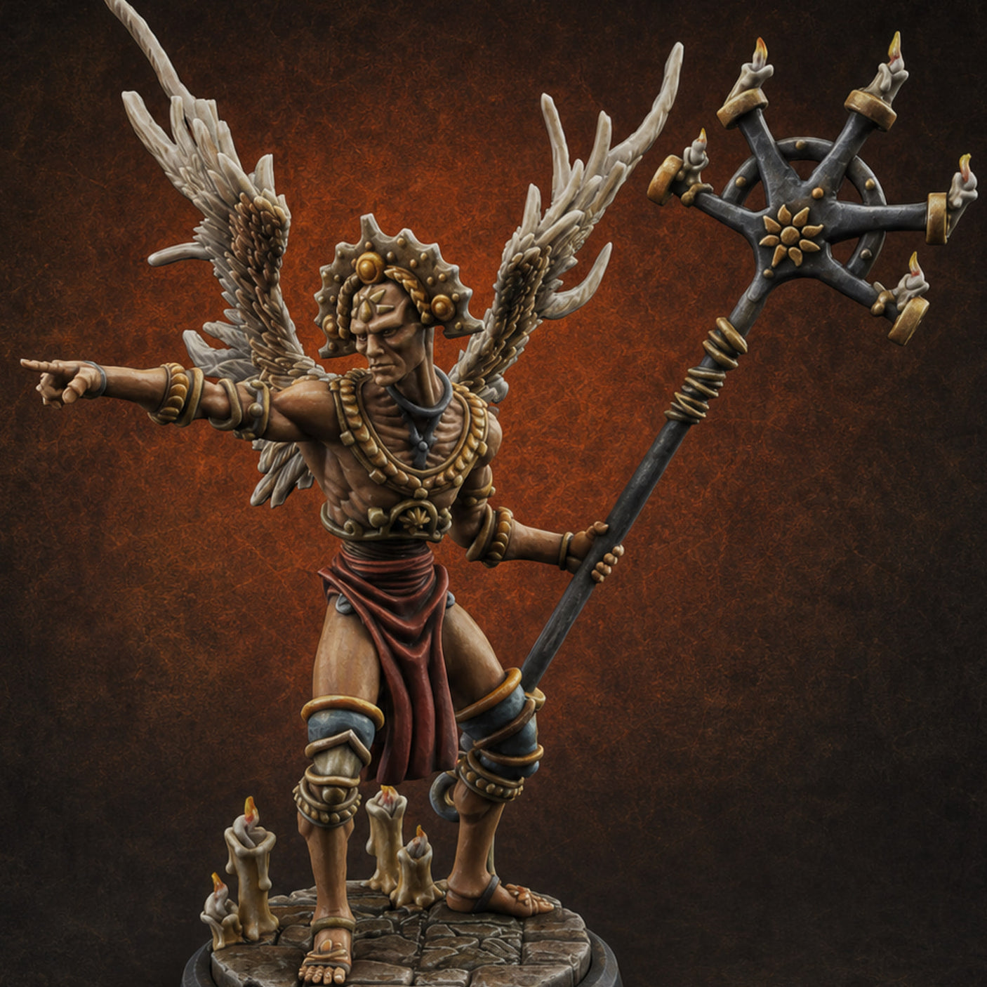 Staff Bearing Angel Priest C Miniature for Dungeons and Dragons, Pathfinder or other TTRPGs