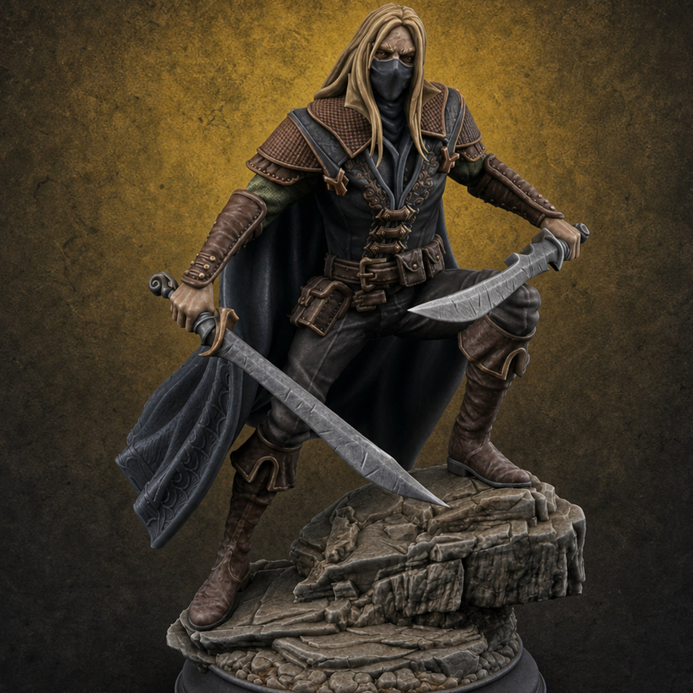 Twin Blades Crossing Human Assassin — painted concept preview (miniature supplied unpainted)