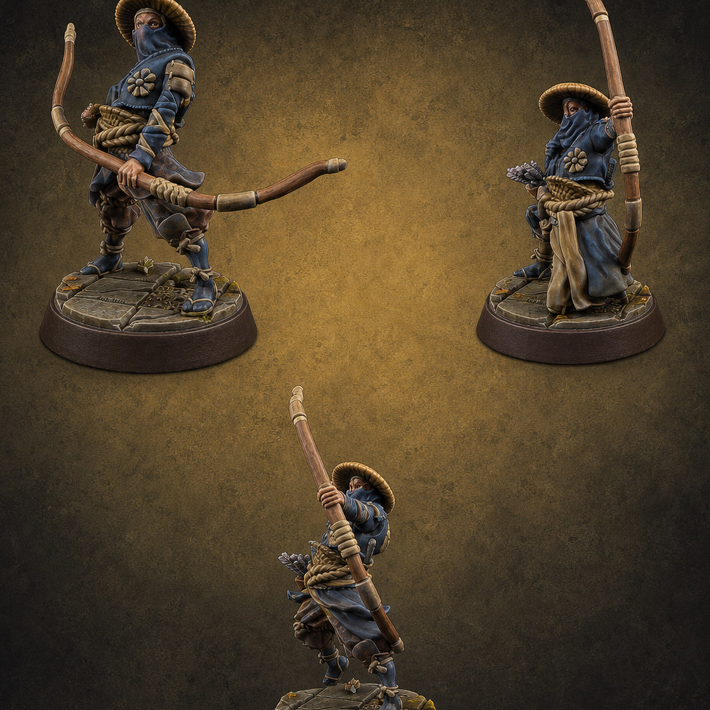 Bow Flexing Ashigaru Archers — painted concept preview (miniature supplied unpainted)