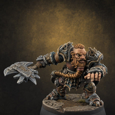 Smouldering Fire Dwarf Fighters D — painted concept preview (miniature supplied unpainted)