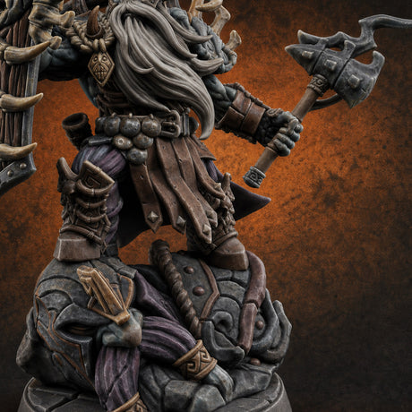 Axe Raising Ancestral Dwarf DraugrWarlord Miniature for Dungeons and Dragons, Pathfinder or other TTRPGs