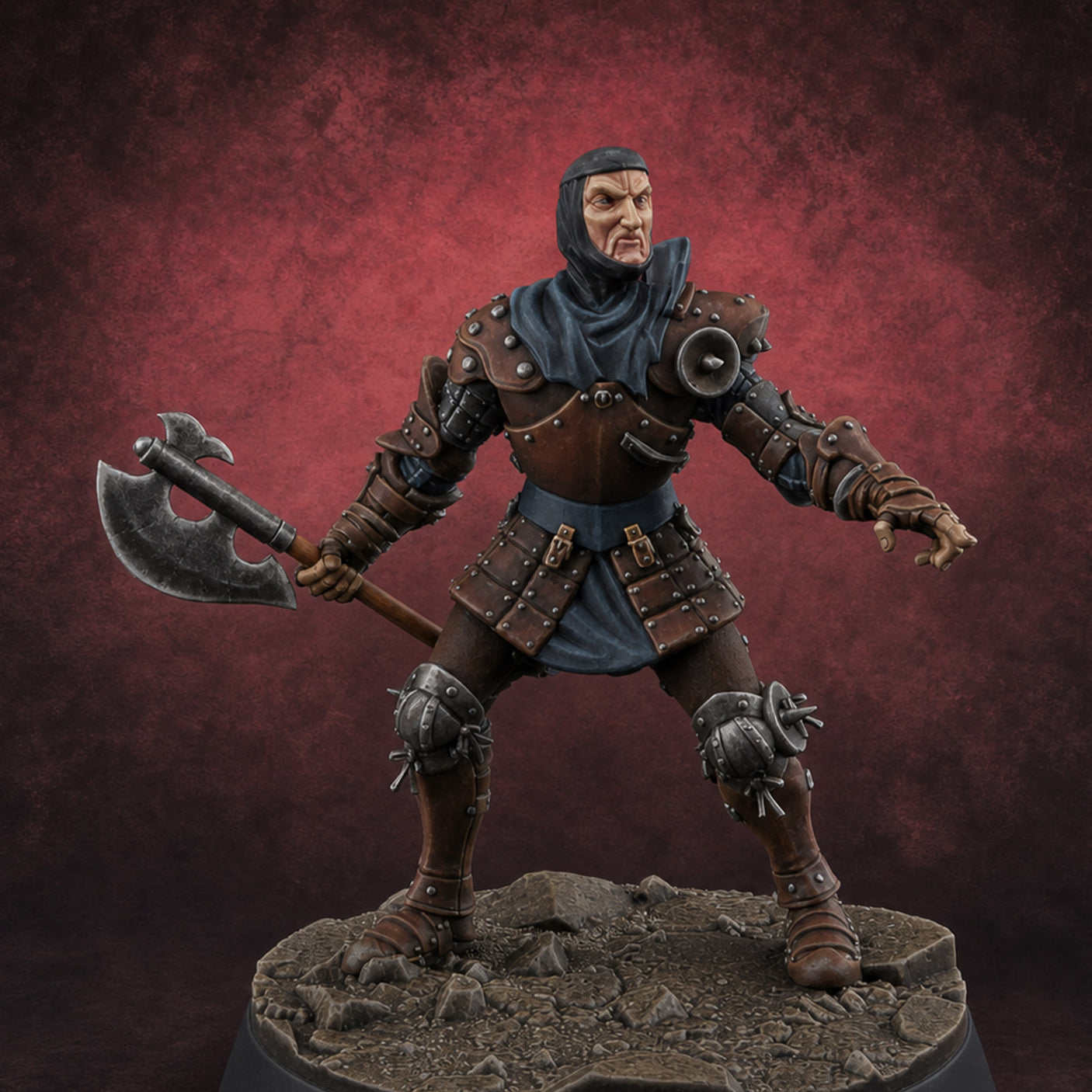 Legs Spread Battle Ready Human Warrior — painted concept preview (miniature supplied unpainted)