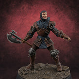 Legs Spread Battle Ready Human Warrior — painted concept preview (miniature supplied unpainted)