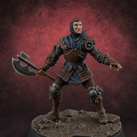 Legs Spread Battle Ready Human Warrior — painted concept preview (miniature supplied unpainted)
