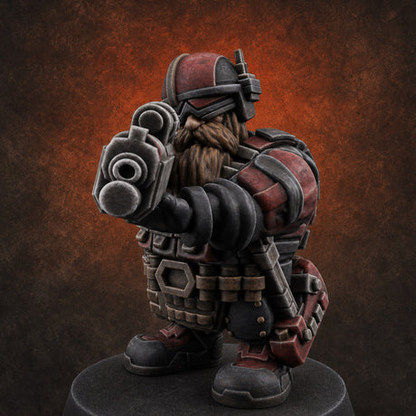 Guns Blazing Space Dwarf Assault Troopers A — painted concept preview (miniature supplied unpainted)