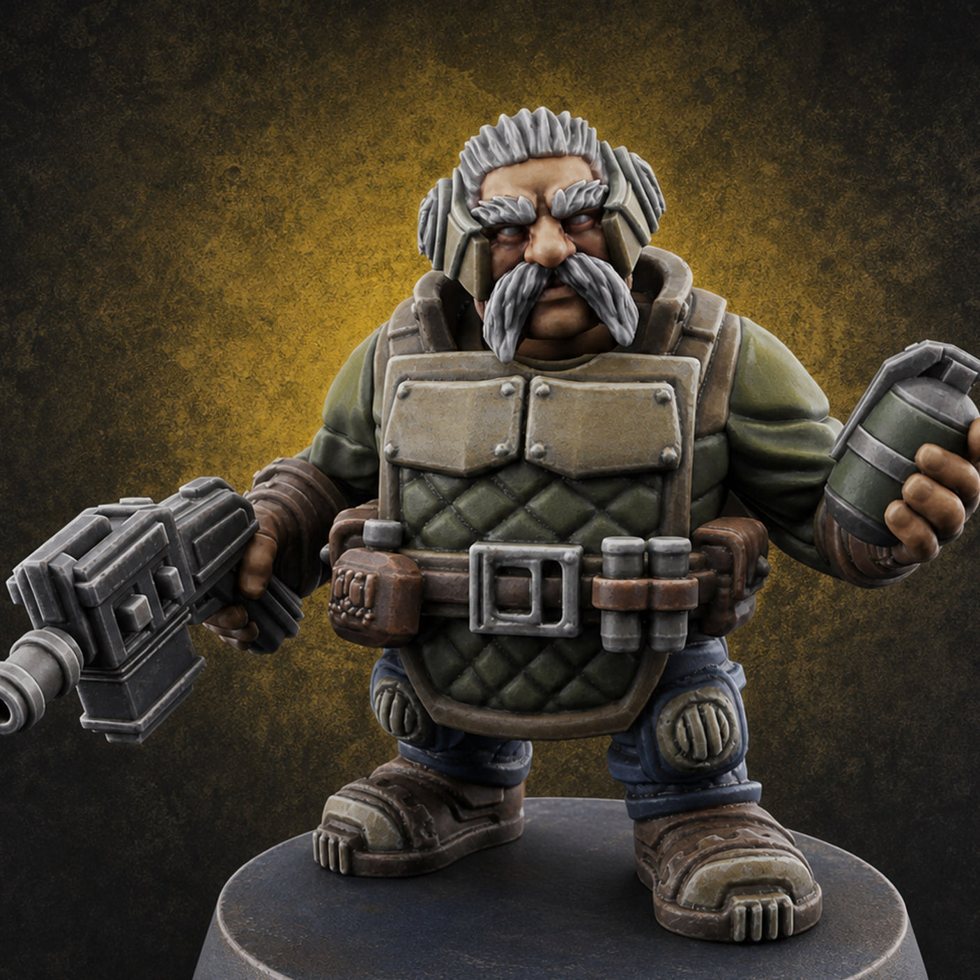 Both Barrels Blazing Space Dwarf Soldiers C — painted concept preview (miniature supplied unpainted)
