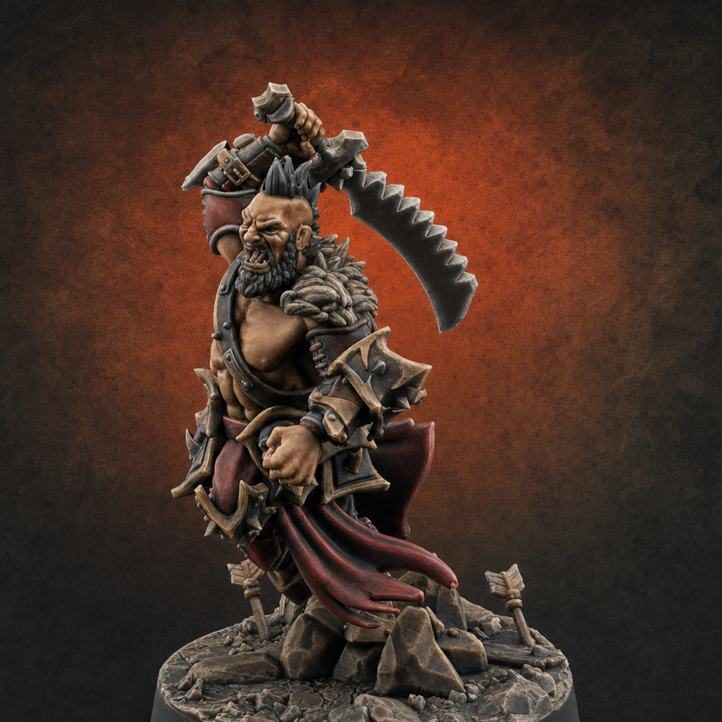 Axe Held High Ornate Human Warlords A — painted concept preview (miniature supplied unpainted)