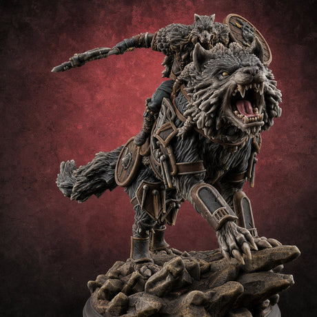 Axe Thrusting Wolf Rider Miniature for Dungeons and Dragons, Pathfinder or other TTRPGs