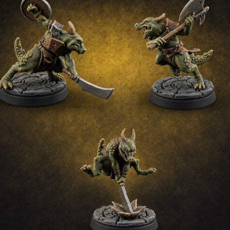 Scrapping And Clawing Kobold Warriors Miniature for Dungeons and Dragons, Pathfinder or other TTRPGs