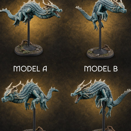 Perched And Calm Spirit Dragons Miniature for Dungeons and Dragons, Pathfinder or other TTRPGs