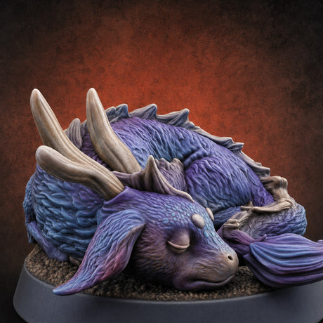 Curled Up Slumbering Faerie Dragon Wyrmling A Miniature for Dungeons and Dragons, Pathfinder or other TTRPGs