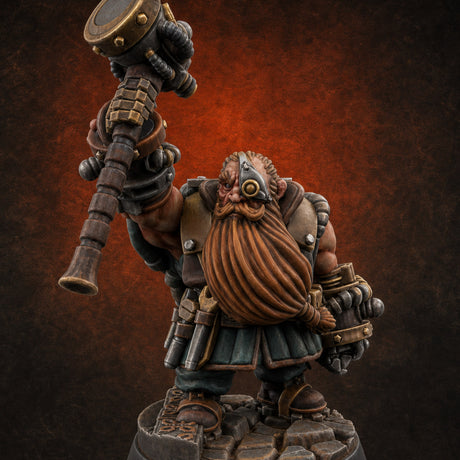 Hammer Held High Dwarf Warlord — painted concept preview (miniature supplied unpainted)