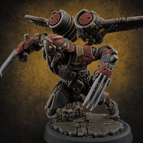 Gun Toting Leaping Warforged Trooper E Miniature for Dungeons and Dragons, Pathfinder or other TTRPGs