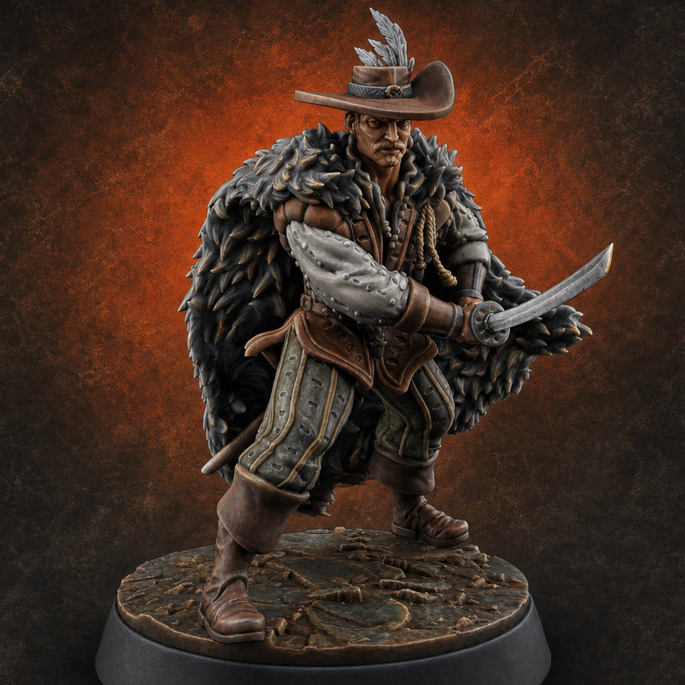 Feathered And Fierce Human Swashbuckler Miniature for Dungeons and Dragons, Pathfinder or other TTRPGs