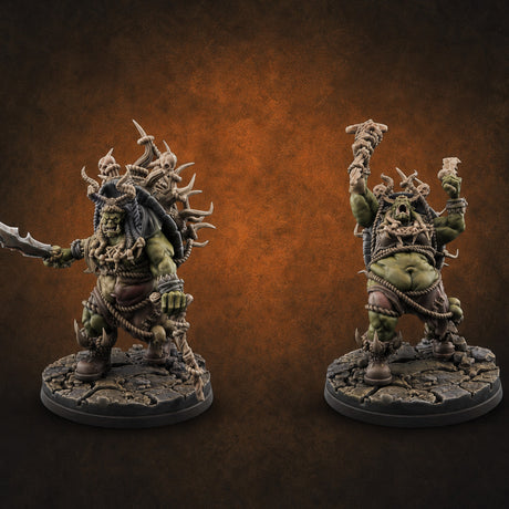 Horns Crowned Spellcasting Orc Shamen Miniature for Dungeons and Dragons, Pathfinder or other TTRPGs