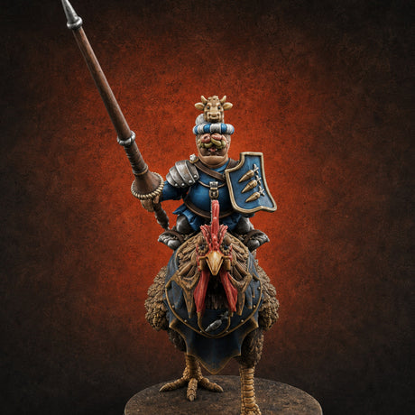 Regally Mounted Halfling Chicken Riders B Miniature for Dungeons and Dragons, Pathfinder or other TTRPGs