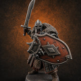 Fur-Cloaked Wolfpack Wolf Knight C Miniature for Dungeons and Dragons, Pathfinder or other TTRPGs