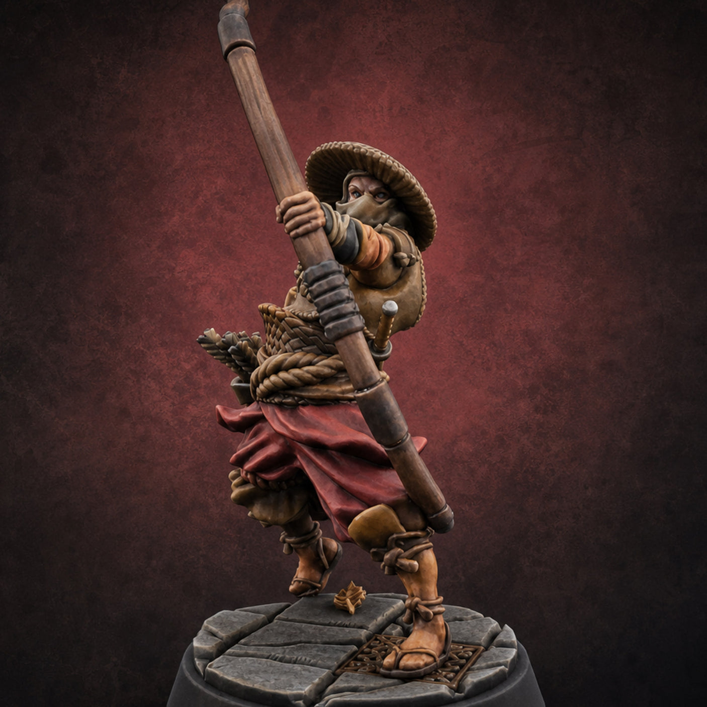 Bow Flexing Ashigaru Archers C — painted concept preview (miniature supplied unpainted)