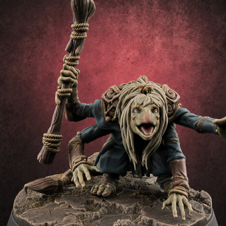 Wand Raised Cackling Goblin Sorcerer — painted concept preview (miniature supplied unpainted)