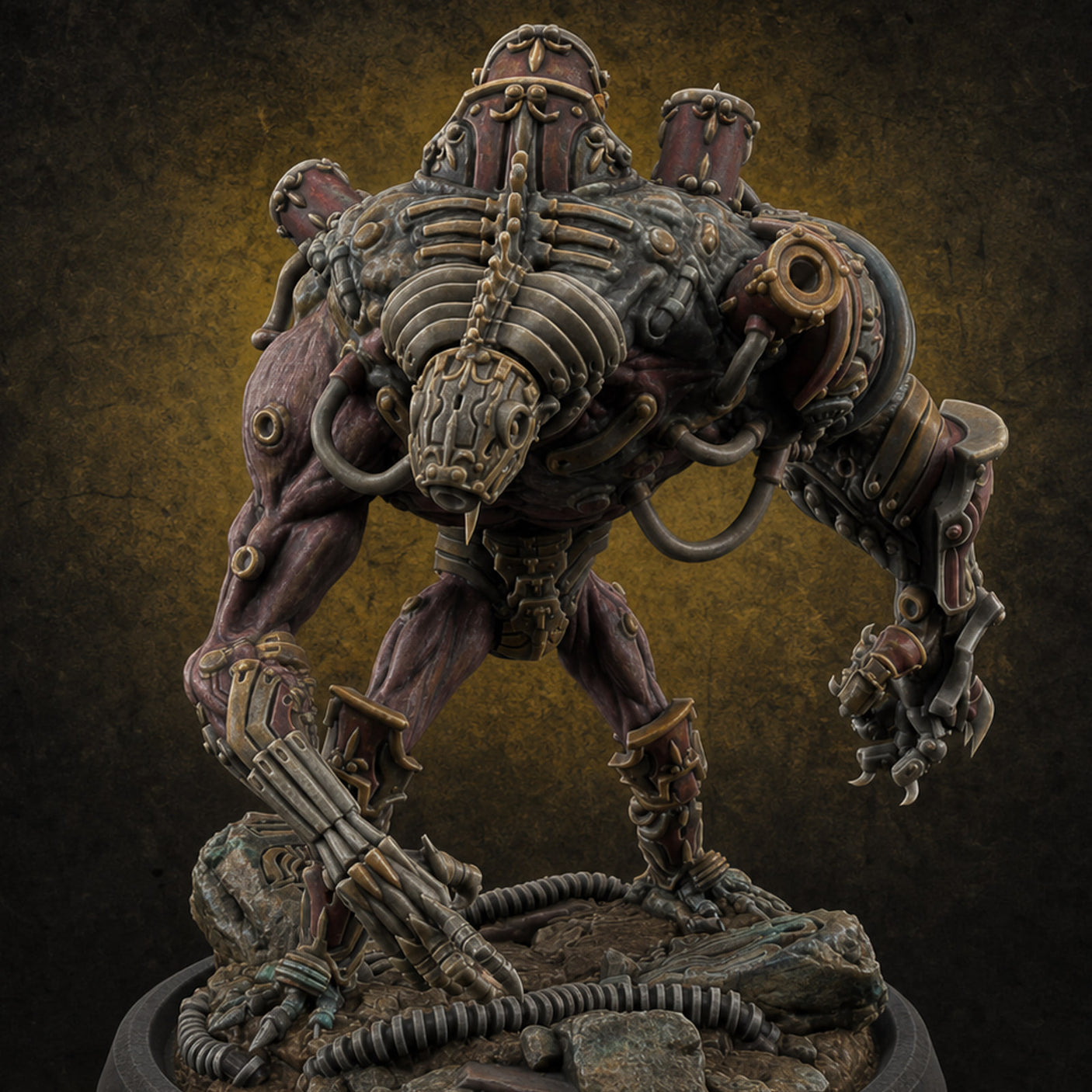 Tentacles Coiled Cyborg Titan — painted concept preview (miniature supplied unpainted)