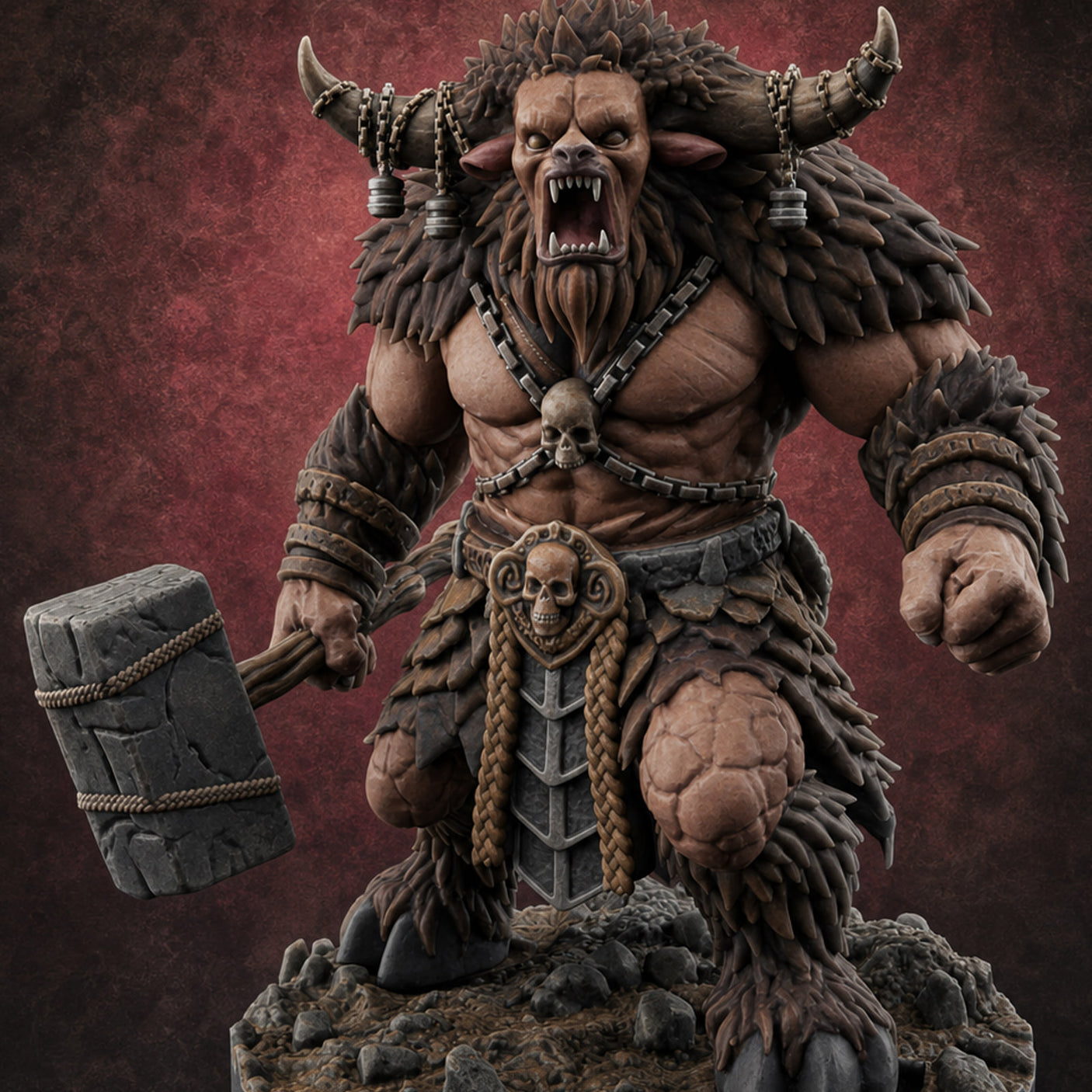 Fist Clenching Yeti Minotaur Brute — painted concept preview (miniature supplied unpainted)
