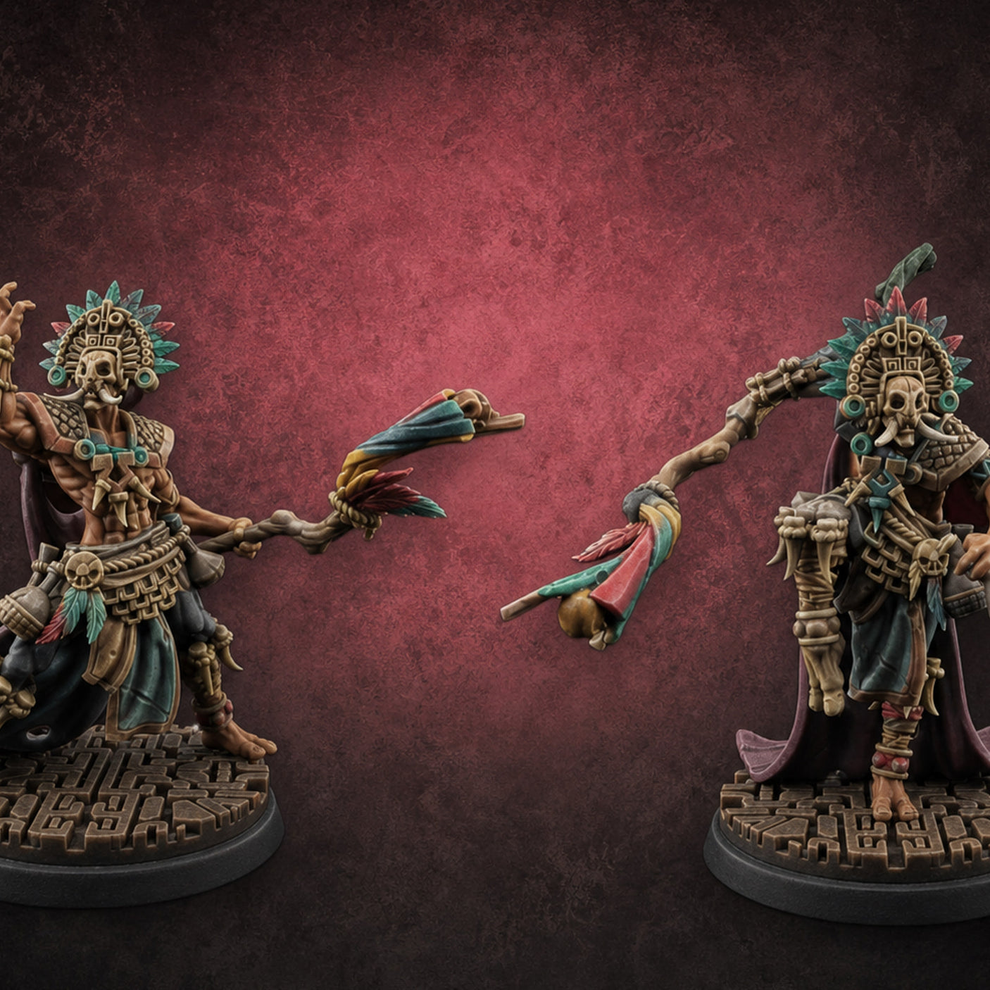 Aztec Inspired Feathered Incantation Hobgoblin Shaman — painted concept preview (miniature supplied unpainted)