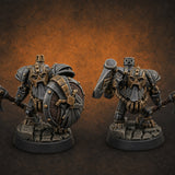 Shell Plated Striding Mech Dwarf Warriors — painted concept preview (miniature supplied unpainted)