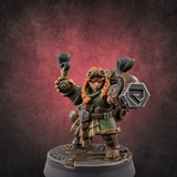Clicking and Whirring Dwarf Artificers B Miniature for Dungeons and Dragons, Pathfinder or other TTRPGs