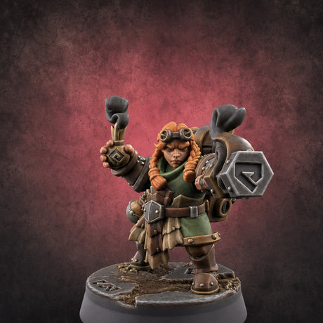 Clicking and Whirring Dwarf Artificers B Miniature for Dungeons and Dragons, Pathfinder or other TTRPGs