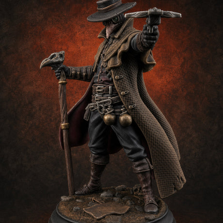 Pistol Aiming Staff Gripping Human Witch Hunter — painted concept preview (miniature supplied unpainted)