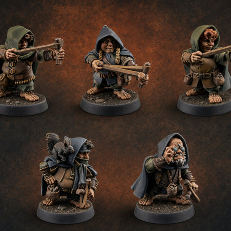 Ready To Fling Halfling Slingers Miniature for Dungeons and Dragons, Pathfinder or other TTRPGs