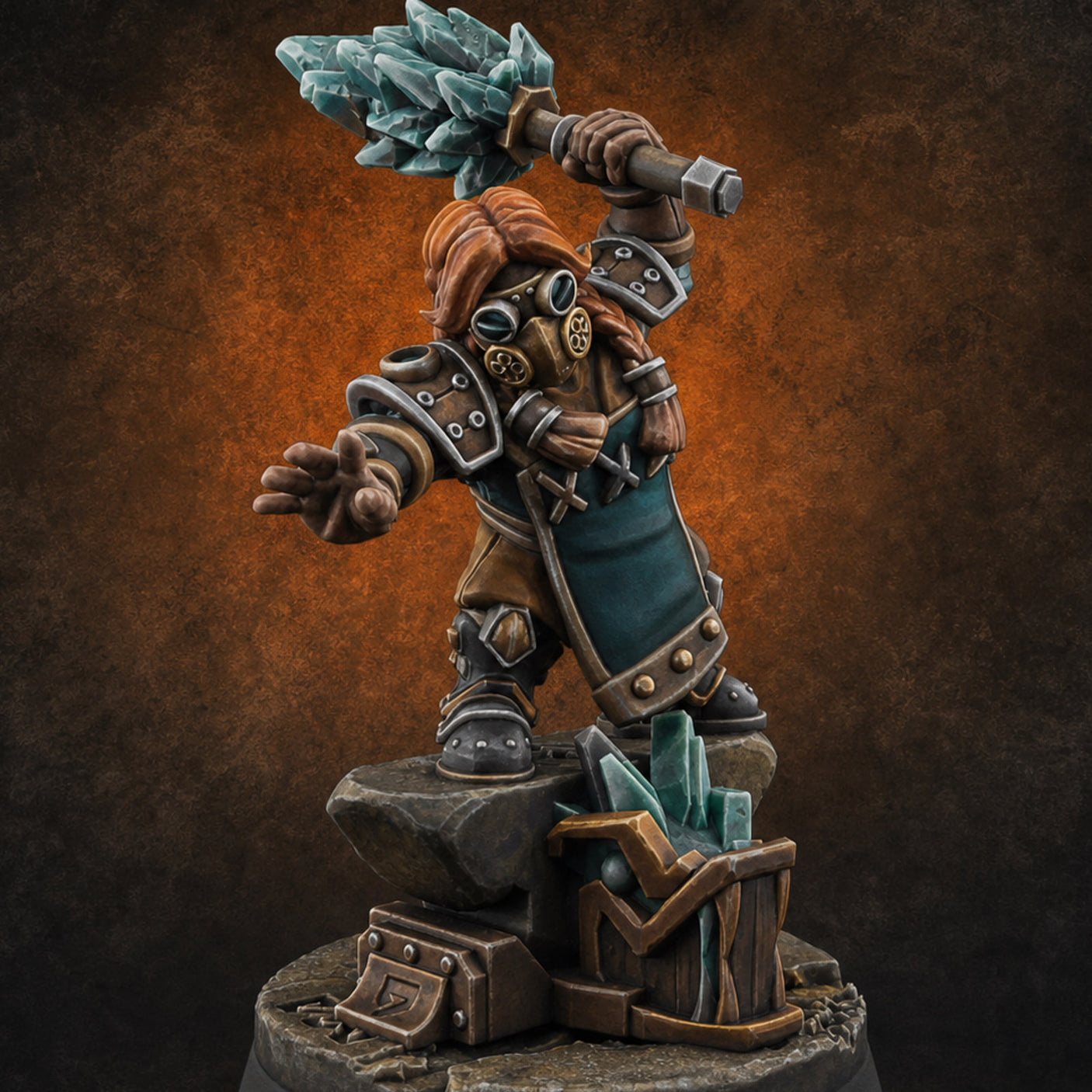 Smoke Venting Dwarf Gadgeteer F Miniature for Dungeons and Dragons, Pathfinder or other TTRPGs