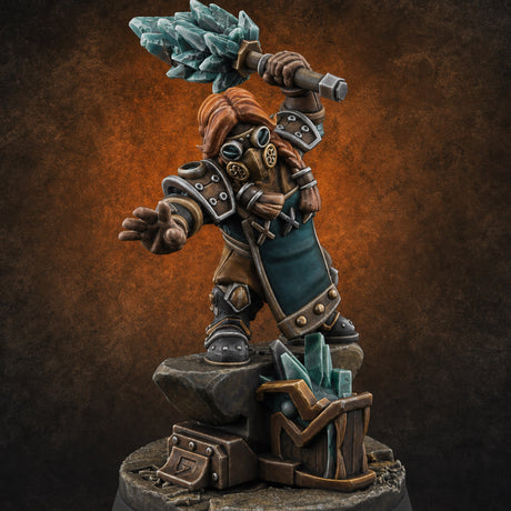 Smoke Venting Dwarf Gadgeteer F Miniature for Dungeons and Dragons, Pathfinder or other TTRPGs