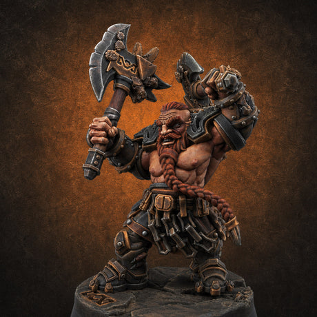 Smouldering Fire Dwarf Fighters F — painted concept preview (miniature supplied unpainted)