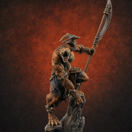 Perched And Brandishing Rakshasa Prowlers A Miniature for Dungeons and Dragons, Pathfinder or other TTRPGs