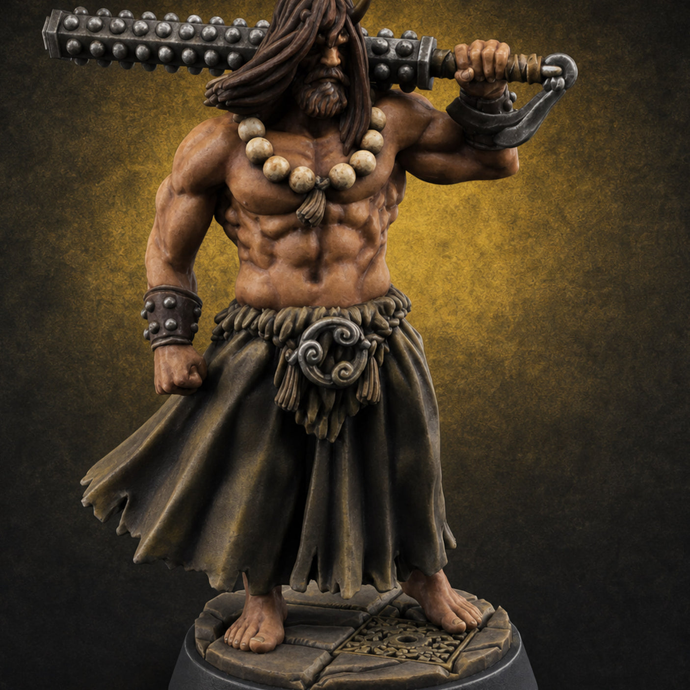 Shoulder Hoisting Human Warrior — painted concept preview (miniature supplied unpainted)