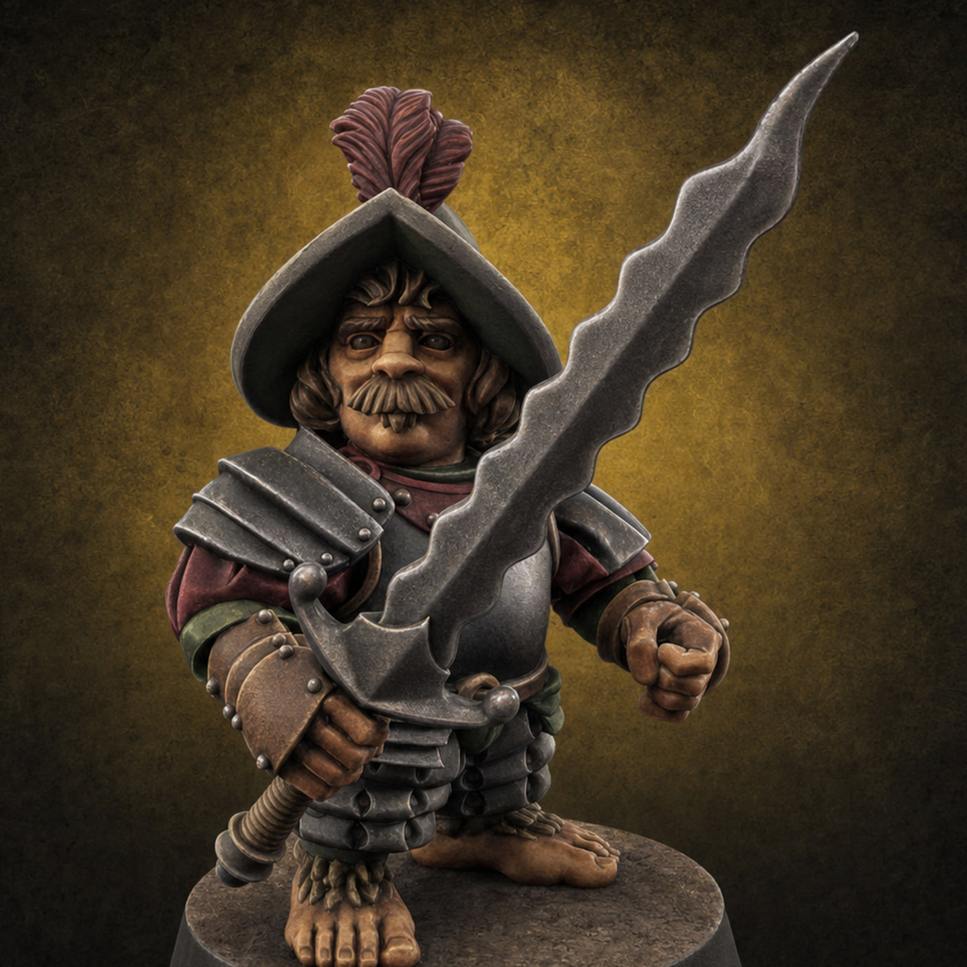 Swinging Low Halfling Greatsword Unit C Miniature for Dungeons and Dragons, Pathfinder or other TTRPGs