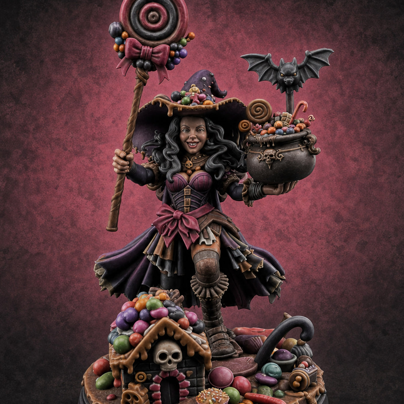 Grinning Candy Conjurer Enchantress Miniature for Dungeons and Dragons, Pathfinder or other TTRPGs