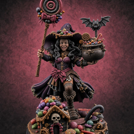 Grinning Candy Conjurer Enchantress Miniature for Dungeons and Dragons, Pathfinder or other TTRPGs