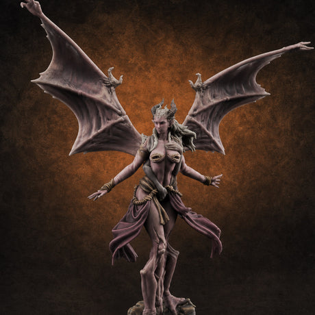 Wings Spread Wide Succubus Seductress Miniature for Dungeons and Dragons, Pathfinder or other TTRPGs