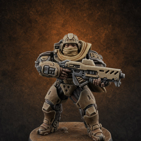 Heavy Armoured Desert Trooper B Miniature for Dungeons and Dragons, Pathfinder or other TTRPGs