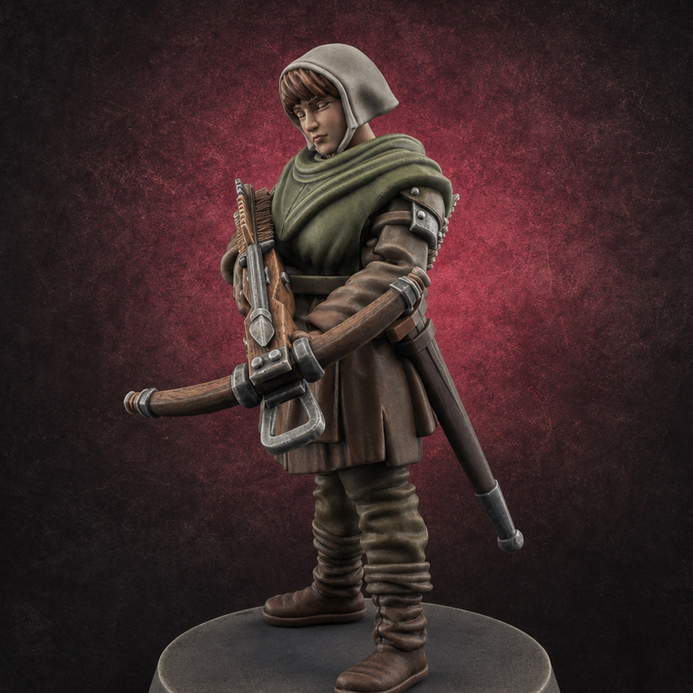 Shouldering The Load Human Crossbowwomen I — painted concept preview (miniature supplied unpainted)