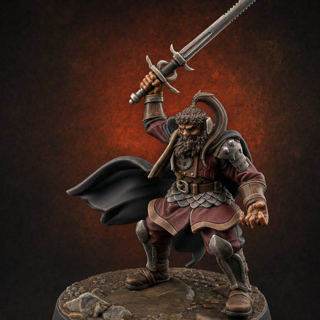 Downward Swinging Sword Fighter Miniature for Dungeons and Dragons, Pathfinder or other TTRPGs