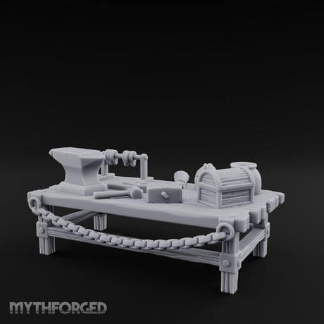 Anvil-Topped Chain-Slung Blacksmith Work Bench Miniature for Dungeons and Dragons, Pathfinder or other TTRPGs
