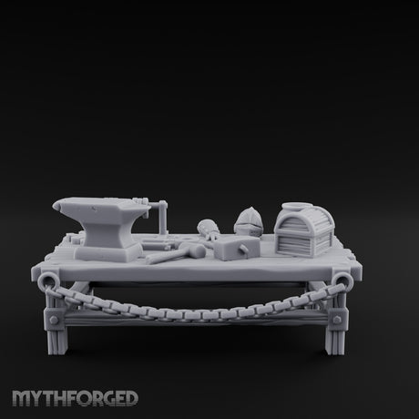 Anvil-Topped Chain-Slung Blacksmith Work Bench Miniature for Dungeons and Dragons, Pathfinder or other TTRPGs