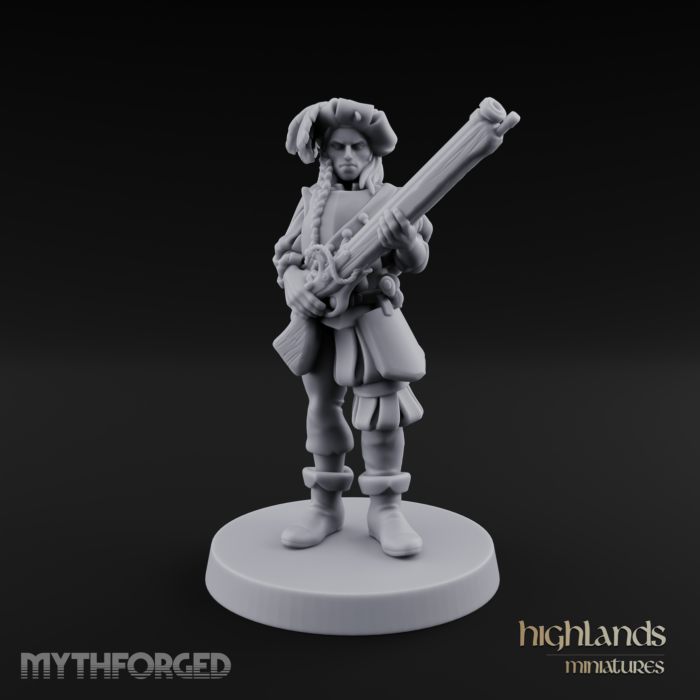 Musket Shouldered Dapper Human Musketeer Miniature for Dungeons and Dragons, Pathfinder or other TTRPGs