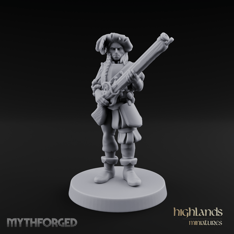 Musket Shouldered Dapper Human Musketeer Miniature for Dungeons and Dragons, Pathfinder or other TTRPGs